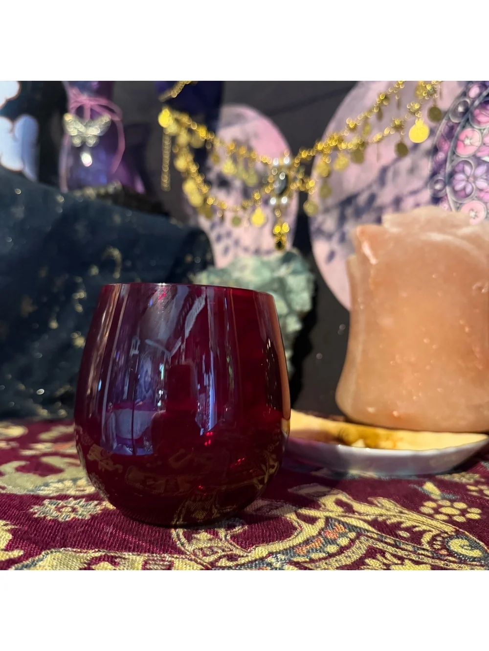 Ruby Red Stemless Wine Glass